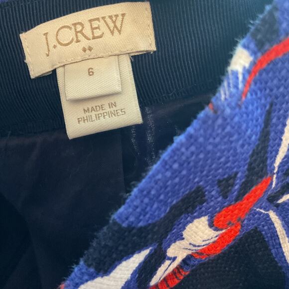 J. Crew Navy Floral Party Business Casual Lined Skirt W/Pockets Size 6 - Picture 6 of 9